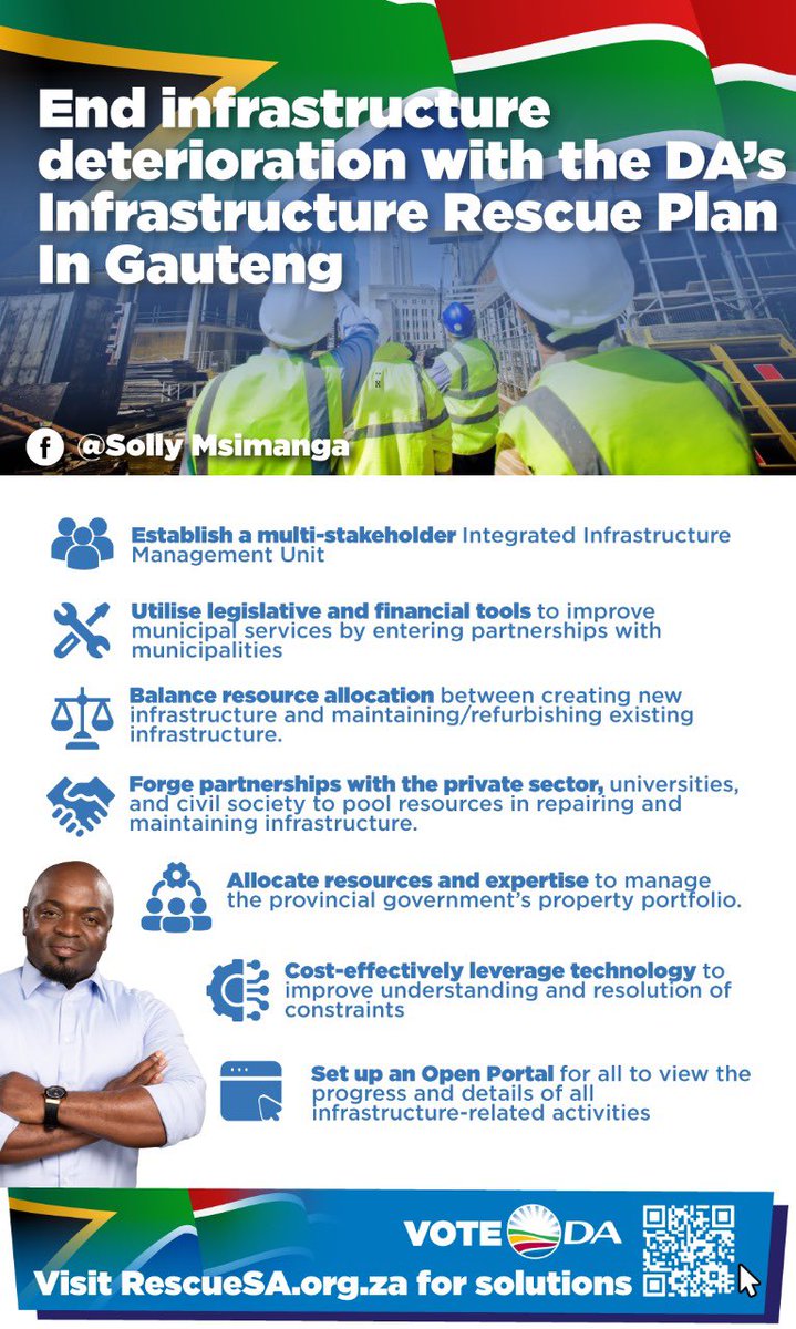 Have you ever wondered HOW the DA plans to address water-shedding and infrastructure deterioration in Gauteng? 🚰🛠️

Take a look👇

#rescuegauteng #SollyForPremier #RescueSA #VoteDA 🇿🇦🗳️