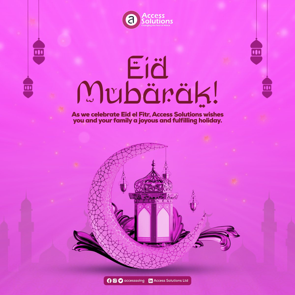 Eid Mubarak to all of our Muslim brothers and sisters from all of us at Access Solutions! 🌙🕌

May your prayers be answered with joy, happiness, and contentment. 🙏☪️

#fast #eidmubarak #ramadan #ramadanmubarak #accesscares #eid #eidilfitr #happycelebrations