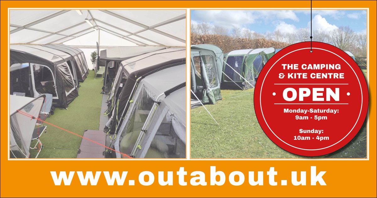 Our tent & awning display is taking shape – the poor weather recently has made it difficult for us to pitch anything in the display field but there are now tents and awnings up to look around with more to come. Lots to see in our all-weather marquee and our accessories shop too.