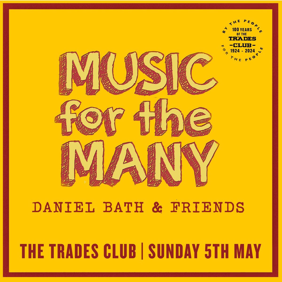 Announcing a special event celebrating 100 years of the Trades Club - a kaleidoscopic journey through South African Jazz, Klezmer, socialist cabaret, Palestinian songs, the works of Joe Hill and some specially composed songs of protest. Tickets HERE >> thetradesclub.com/events/many