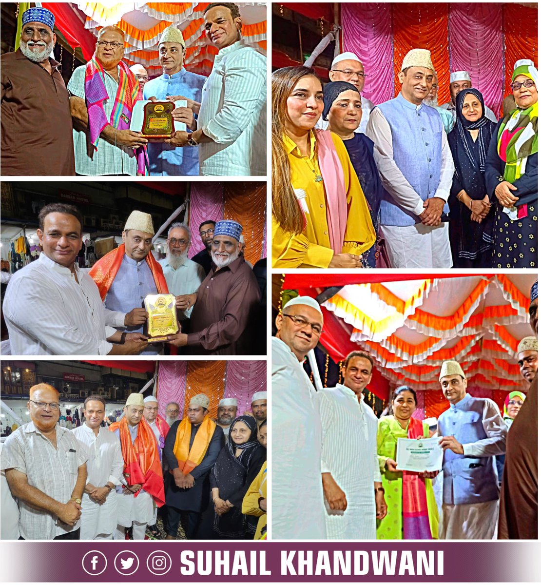 Mumbai President of All India Ulema Board, Arif Memon felicitated Mr. Suhail Khandwani Managing Trustee Pir Makhdum Saheb Charitable Trust and Trustee Haji Ali Dargah on the 29th Ramadan eve for his contribution towards the upliftment of the citizens. The All India Ulema Board