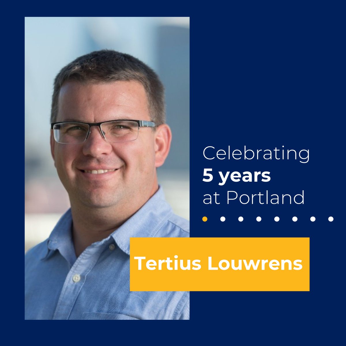 Congratulations to Tertius Louwrens on his 5-year anniversary at Portland🎉. On his role as Finance Director, Tertius says: 'We learn and grow in the moments where we are pushed to the boundaries of what we believe we are capable of. This has been my Portland story, of being…