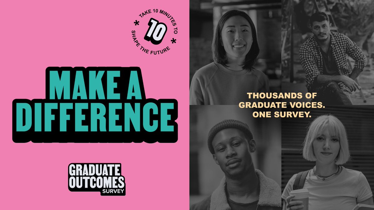 The #GraduateOutcomes survey is live! If you completed your degree between Nov 2022 & Jan 2023 a secure link to the survey will be emailed to you 📩 By taking the survey, your voice will have an impact on students for years to come!