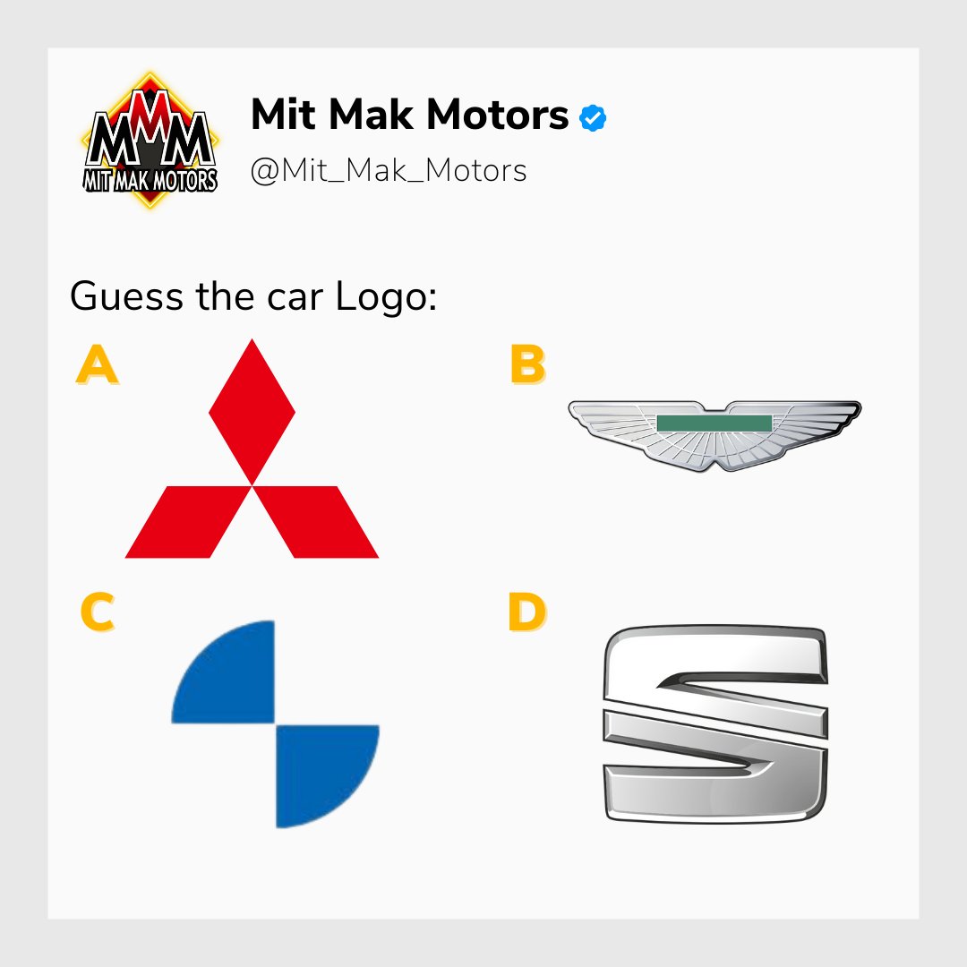 🚗 Do you recognise these car logos? Test your knowledge and name them all! Hint: One of them is a favourite of @BobbyPetkov_MMM
