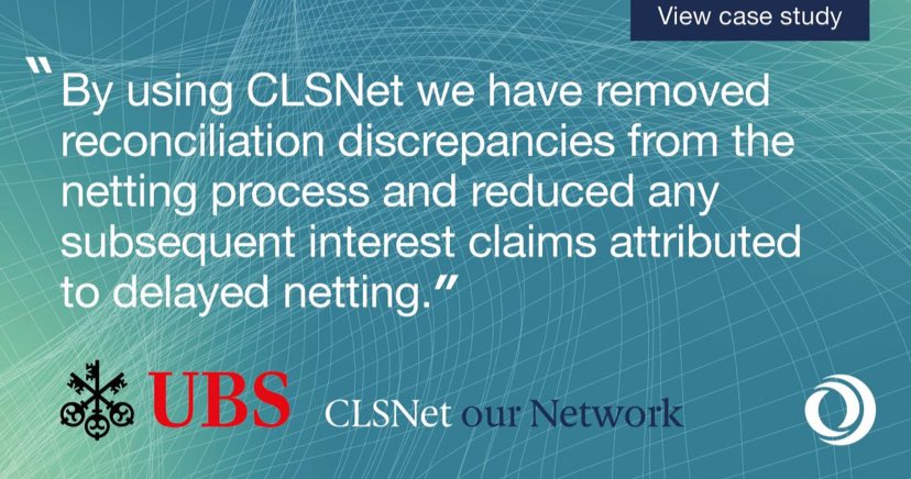 Download our CLSNet client case study to see how UBS automated its manual netting processes between counterparties, resulting in fewer disputes, late payments and reconciliation challenges >> cls-group.com/private-pages/… #CLSNet #netting #standardization #AutomatedSolutions…