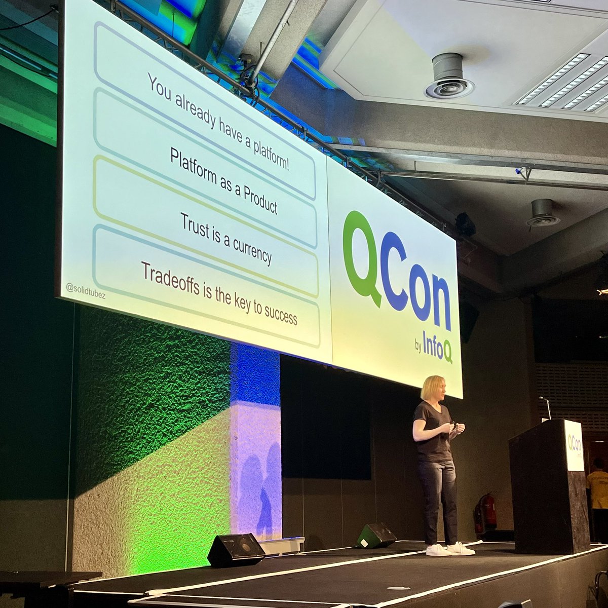 The amazing @solidtubez sharing the story of building your first platform at #QConLondon “You already have a platform - but you might not realise it”