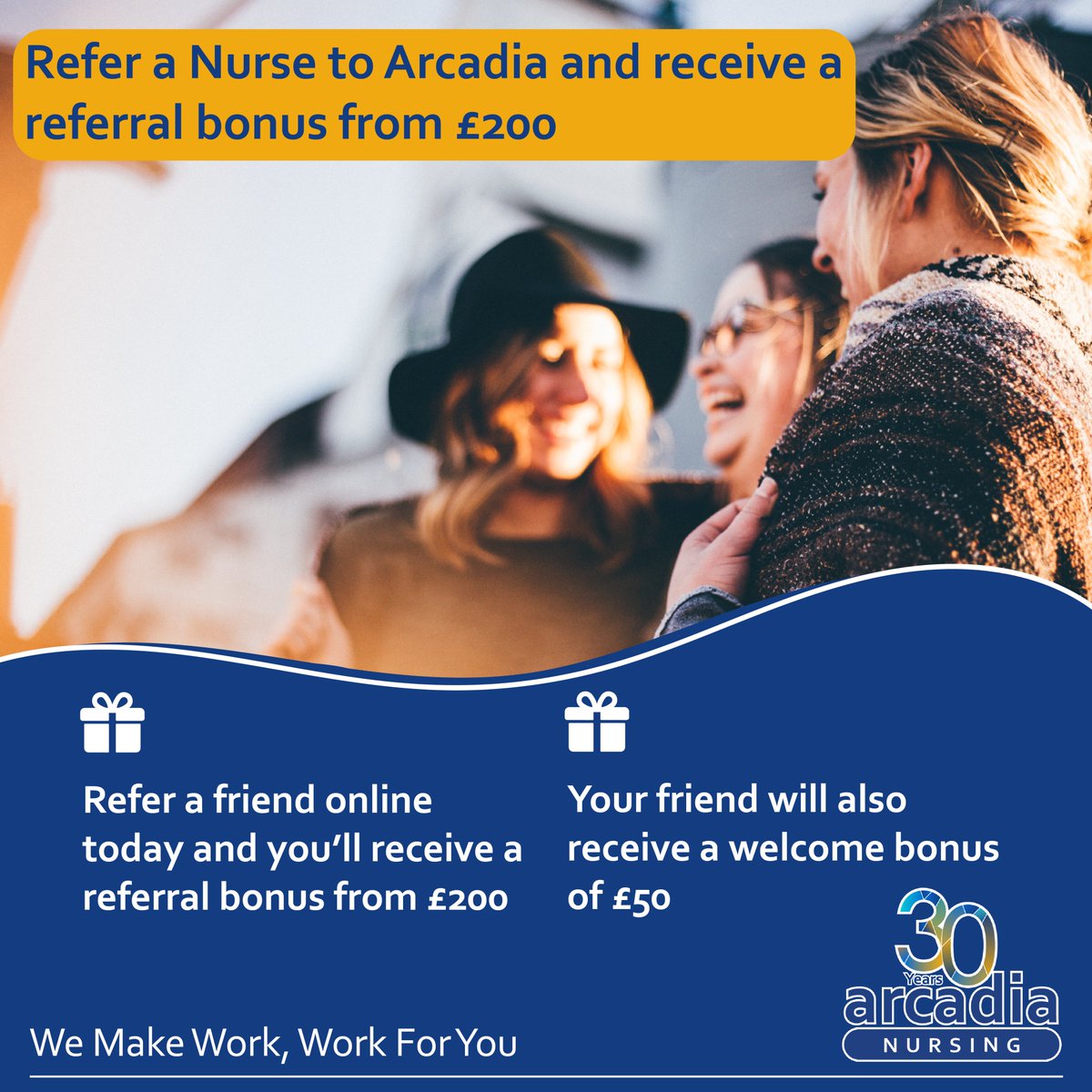 👩‍⚕️Did you know we offer a refer a friend scheme to Arcadia workers who refer Nurses to us. Receive a referral bonus from £200 and your friend will receive a welcome bonus from £50. Refer your friend online today: arcadianursing.co.uk/refer-a-friend/

#referafriend #nursingjobs #ApplyNow
