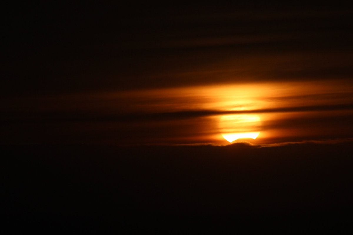 This fantastic picture of the #solareclipse was taken by @RoyalAstroSocFellow Callum Potter. He managed to capture the partial eclipse from Rousay, Orkney after cycling round to the north west side of the island to get a clear view of the Sun setting into the Atlantic.