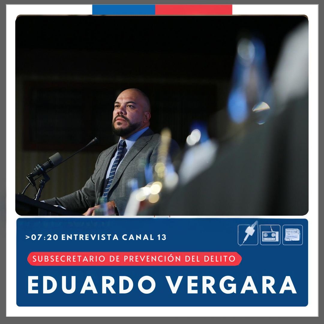 Durante esta mañana, subsecretario @EduardoVergaraB estará en @T13 AM para conversar sobre avances en materia de seguridad y prevención.