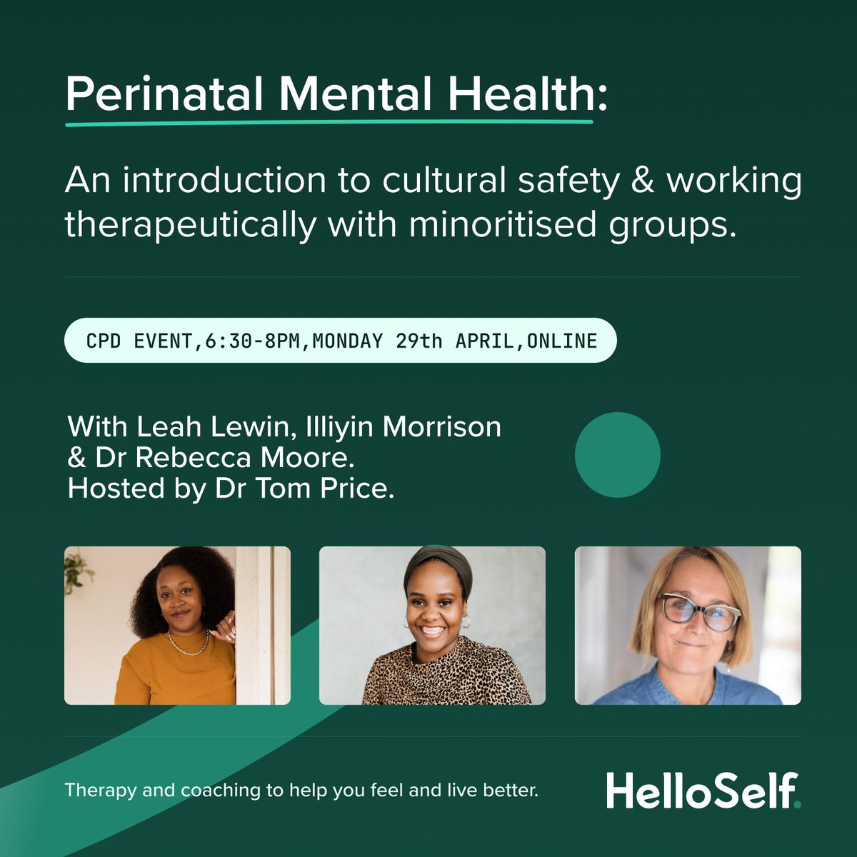 Join us for a FREE online event for #MaternalMentalHealthAwarenessWeek. Our expert panel will participate in an important discussion on #culturalsafety in perinatal mental health, hosted by @HelloSelf. Here's the link eventbrite.co.uk/e/perinatal-me…