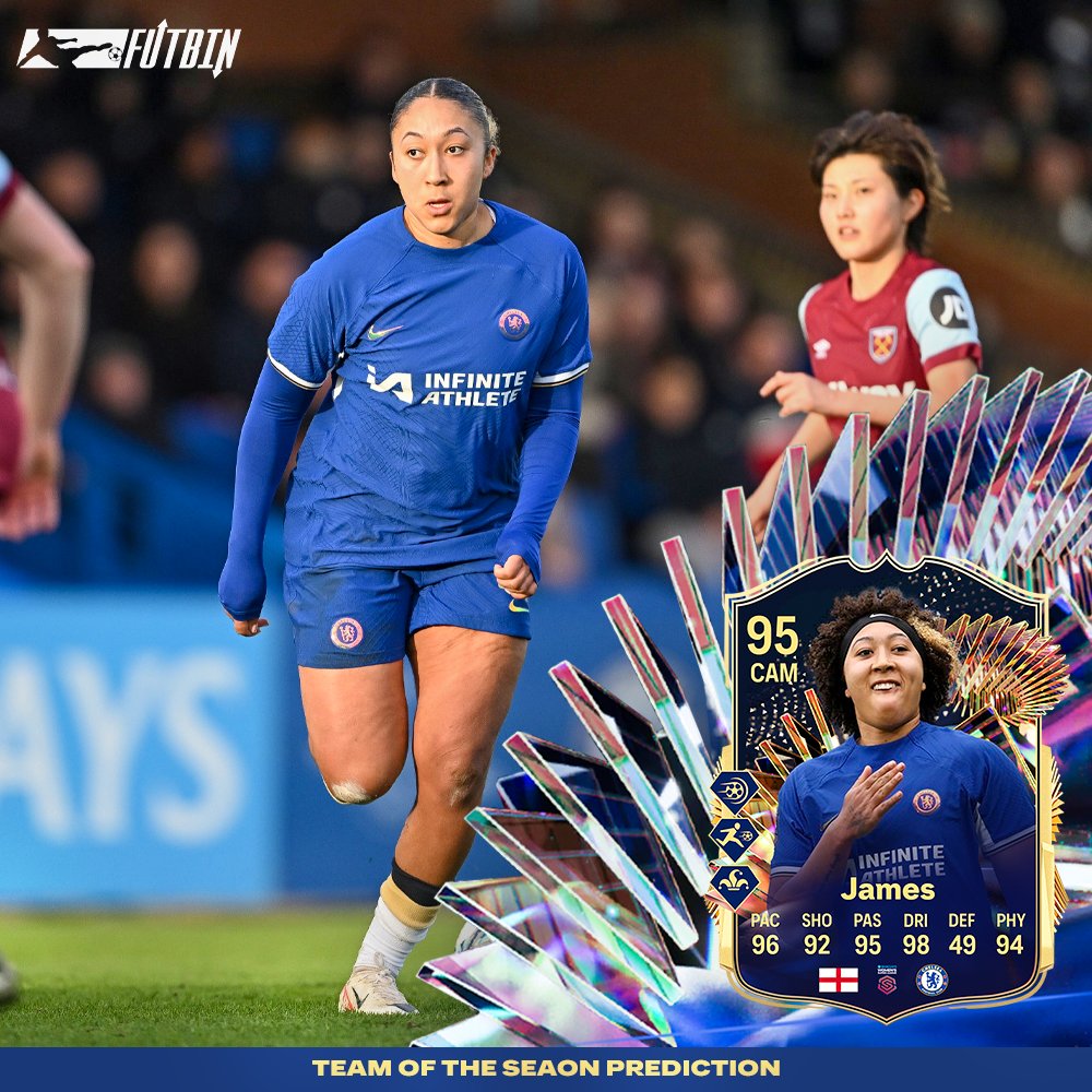 👀 It's still all to play for in the WSL with City and Chelsea fighting it out for the title... But who will make it into the Team of The Season? Our predictions are in!👇 🏴󠁧󠁢󠁥󠁮󠁧󠁿 Lauren James - 13 Goals, 2 Assists