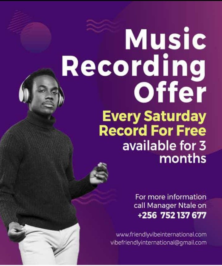 friendlyvibe1's tweet photo. #offer
Record your songs for free https://t.co/5kgHhB1QPW