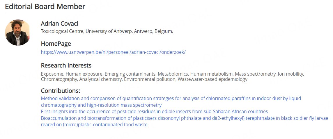 🎉 Excited to introduce our journal editorial board member, Prof. Adrian Covaci from the University of Antwerp, Belgium!
📚 His research interests encompass Human #exposure, #EmergingContaminants, #EnvironmentalPollution
🌍 Dive into cutting-edge science with us!