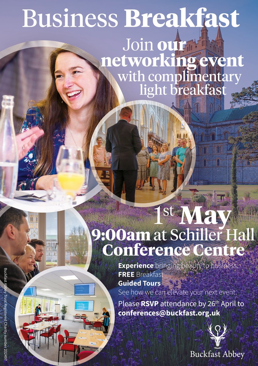 📷Whether you're an entrepreneur, professional or business leader this event is perfect for you. Join us for a networking event with complimentary light breakfast. Please let us know you're coming so rsvp to conferences@buckfast.org.uk by 26th April 2024.