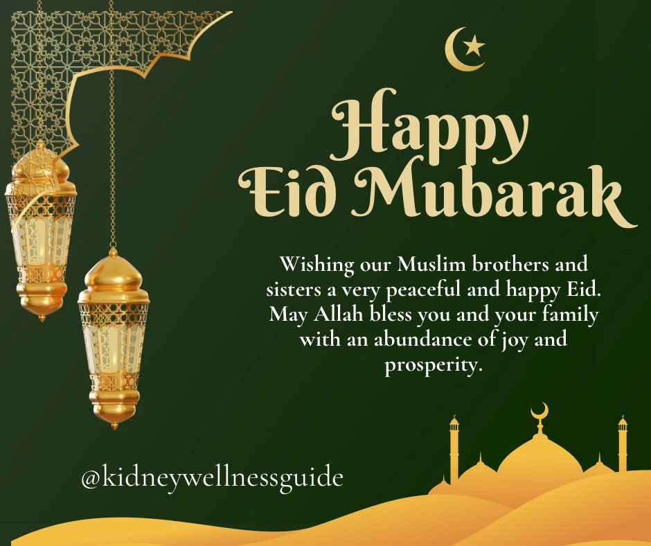 Happy Eid Mubarak to our Muslim brothers and sisters 🌙🌟.

#kidneyhealth #kidneyhealthforall #kidneywellnessguide #kidneyhealthawareness #Eid_Mubarak #EidMubarak #kidneyhealthmatters #worldkidneyday