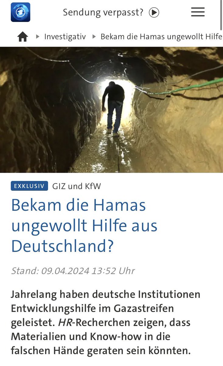 Seit Monaten erwähne ich in persönlichen Gesprächen mit den wichtigsten Politikern der Bundesrepublik, dass deutsche Steuergelder indirekt/ungewollt die Diktatur der #Hamas Terroristen und somit auch dem Massaker des 7.10. unter die Arme gegriffen haben. tagesschau.de/investigativ/h…