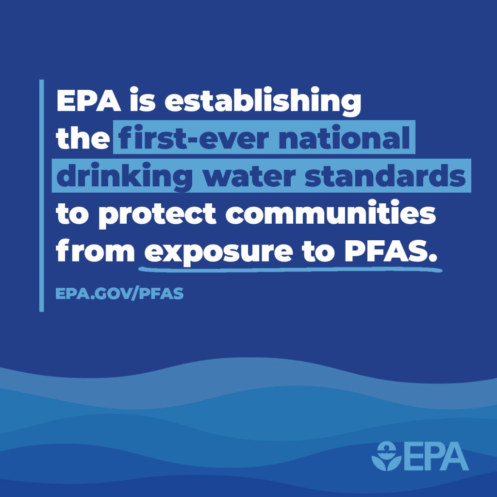 Safe drinking water is fundamental to healthy people and thriving communities. EPA is establishing the first-ever, nationwide, legally enforceable drinking water standards to protect communities from #PFAS, known as #ForeverChemicals.

epa.gov/newsreleases/b…