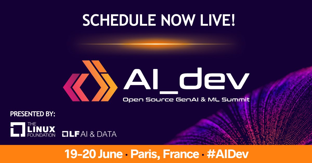 The schedule for #AIDev Europe is LIVE: hubs.la/Q02slSVQ0! 🤩 Join this powerhouse lineup of #AI + #OpenSource leaders for epic sessions + discussions from 19-20 June in Paris, France! Register by 15 April & SAVE US$300: hubs.la/Q02slR5M0.