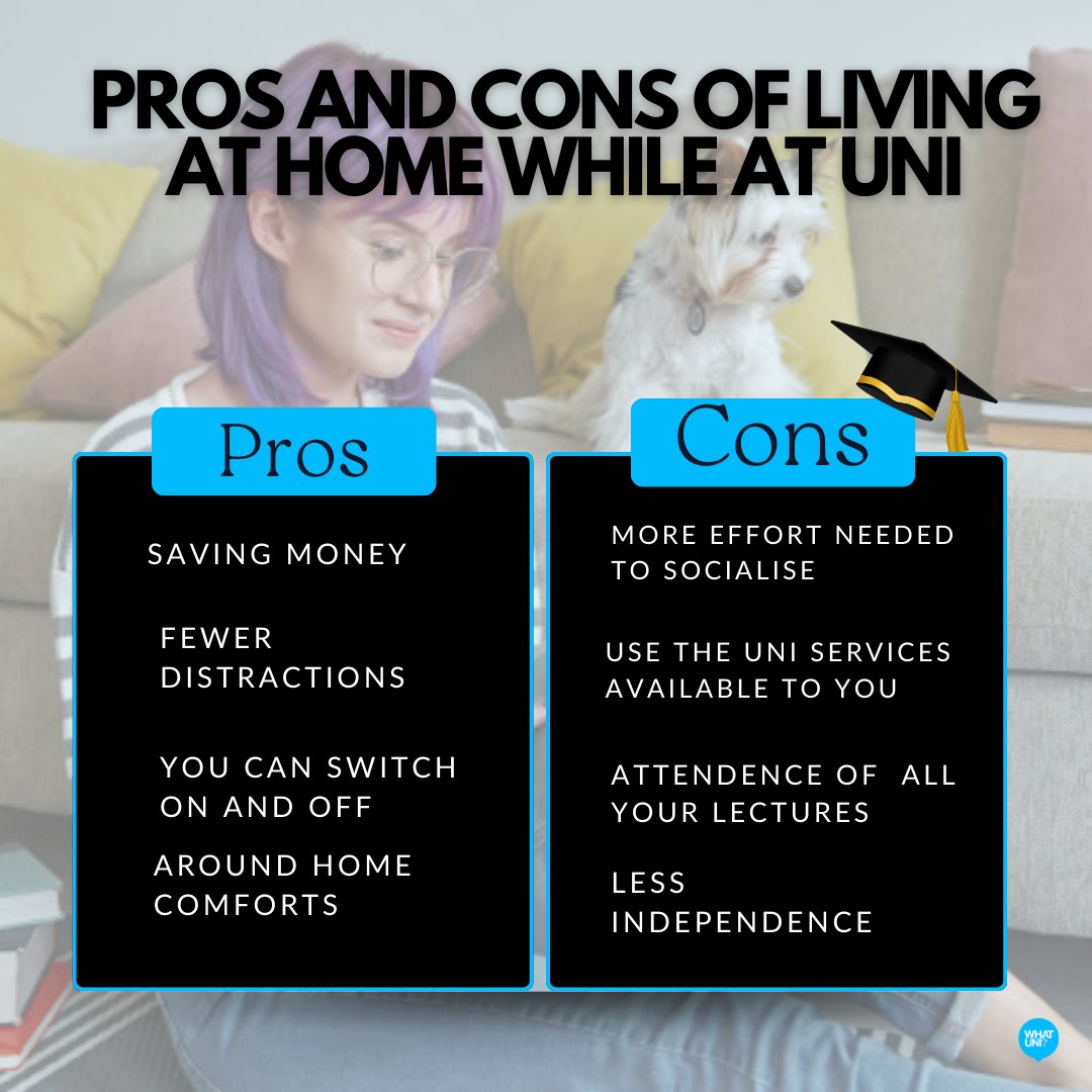 🏠 Uni life: live on campus or commute? Let's weigh the options! 💭💡 Check out the pros and cons of living at home during uni and make the best choice for you! 🔗 bit.ly/4abOJVe #UniLife #StudentLiving #ProsAndCons #studentaccommodation #whatuni