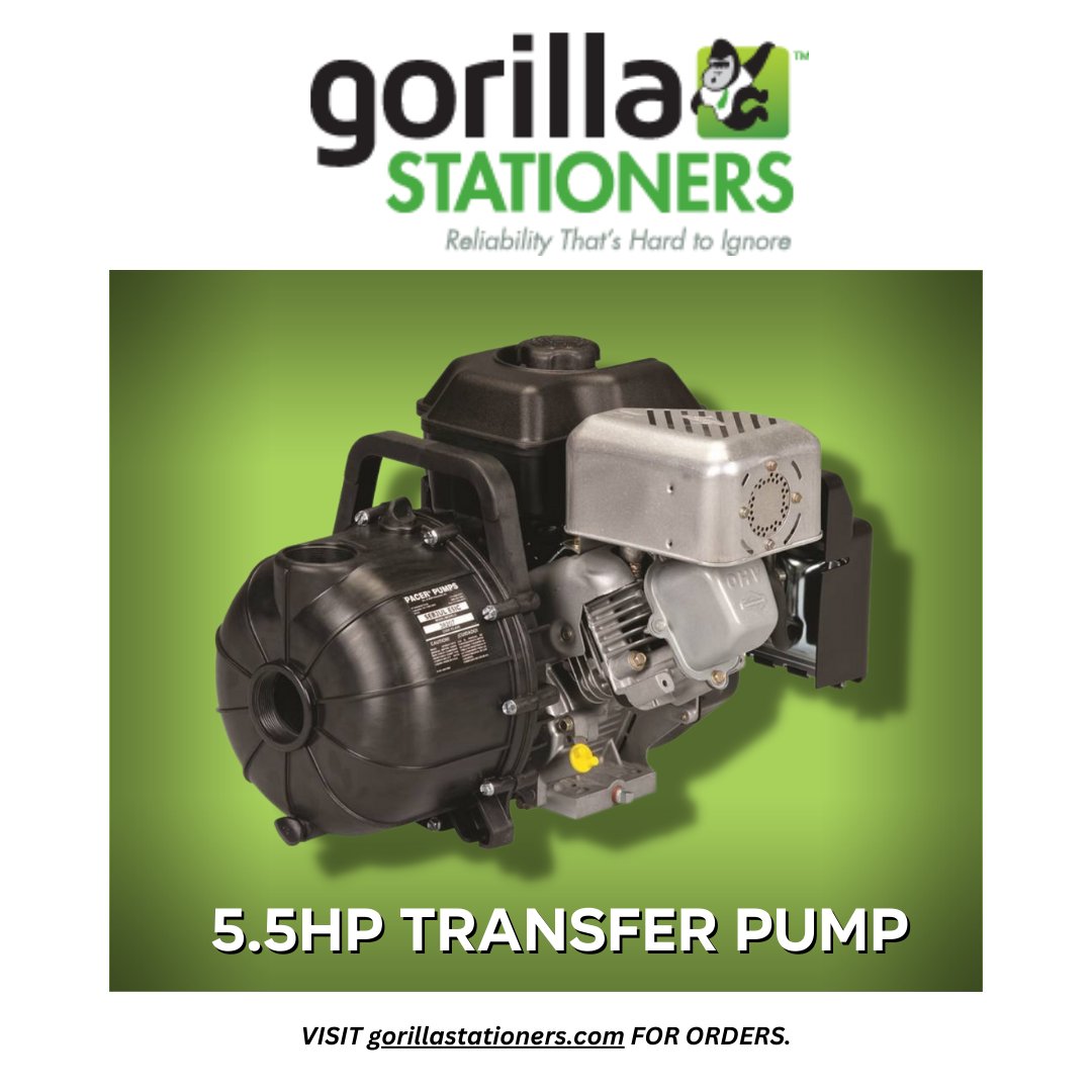 This 5.5HP Transfer Pump is efficient because of its lightweight self-priming centrifugal pumps. Also safe to use due to its chemically resistant pumps. Check this out: gorillastationers.com/products/2-5-5… #GorillaStationers #HardwareSupplies #Office #OfficeProducts #HardwareProducts