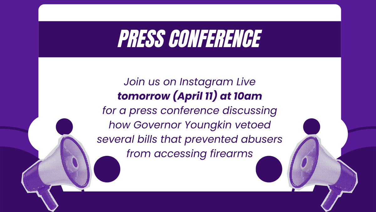 Tune in on Instragram Live (@vsdvaa) for a press conference at @DoorwaysVA re: @GlennYoungkin vetoing gun bills that would have saved survivors' lives by closing deadly firearms loopholes. Speakers include, Sen. Fravola, @RussetPerry @AdeleMcClure_ & @EBPforVA