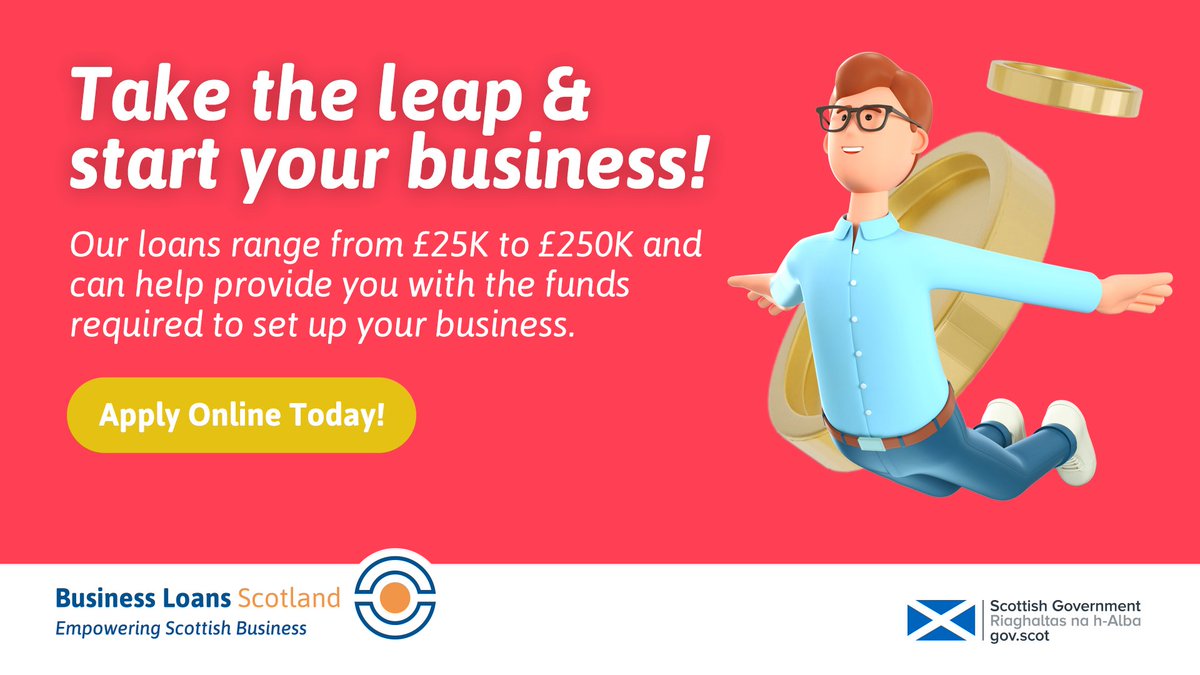 Thinking of starting a business? Take the leap, and apply for a start-up loan.

We can offer you up to £250k to get your business up and running.

Apply online today!
bls.scot/apply-now/