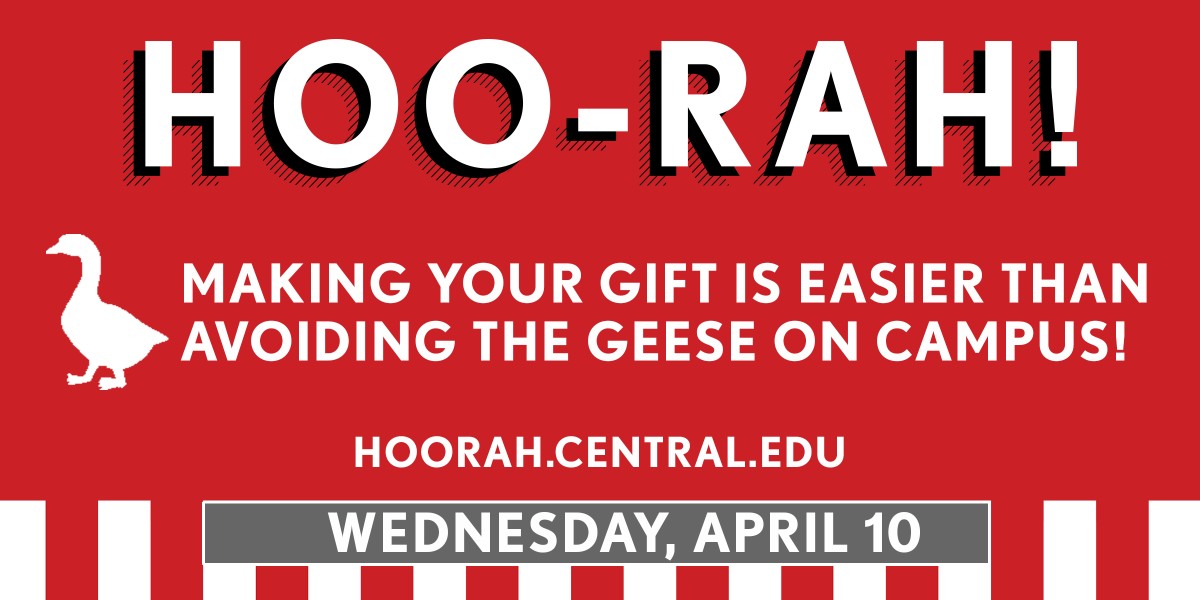 Happy Hoo-Rah Day! Today we hope you'll support what you love most about Central and: ✔️ Wear Central gear ✔️ Post a photo or share some of your favorite memories using #HooRahDay ✔️ Tag us to be featured! hoorah.central.edu