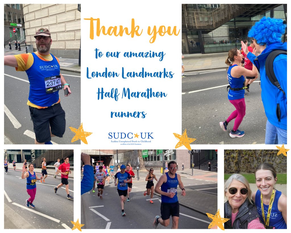 This Sunday we had an amazing day cheering on #TeamSUDCUK at the London Landmarks Half Marathon! We are so proud of all of our runners rising to this incredible challenge - thank you so much for being part of our team! 💙⭐️ #SUDCFundraising #SUDC sudc.org.uk/events
