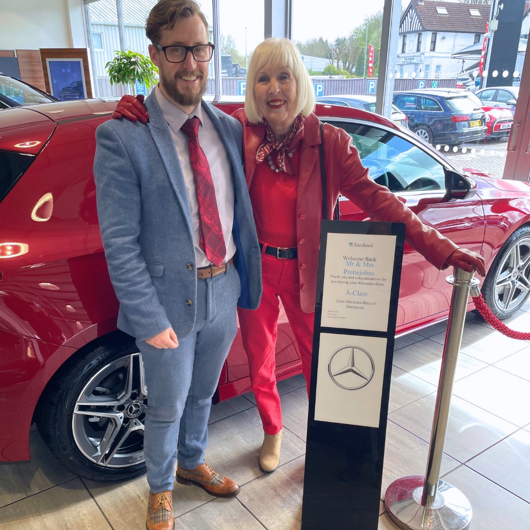 A perfect match ❤️ Congratulations to Mrs Prettejohns on collecting her stunning red A-Class and adding a touch of elegance to the road ahead. #mercedesbenz #merc #aclcass #newcar #sandownmercedesbenz #luxurycar