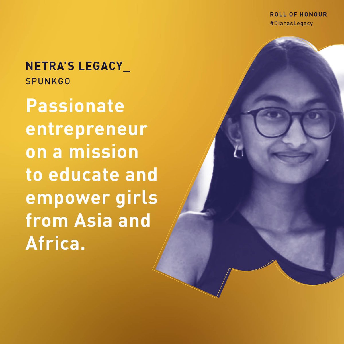 (1/3) NETRA’S LEGACY_

Netra set up her organisation SpunkGo in 2020, which brings together over 5,000 young girls from over 20 countries and from all walks of life to one community platform with the objective of using social media for good.