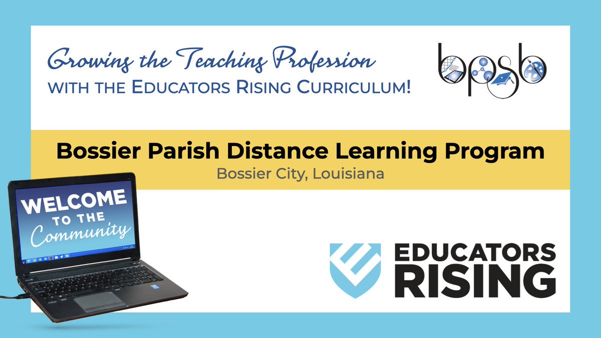 We're proud to welcome Bossier Parish's Distance Learning Program to the community of schools using our Educators Rising Curriculum! @Bossier_Schools