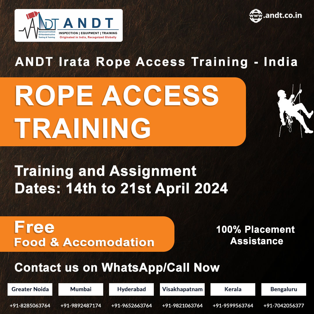 🌟Elevate your career with Our Rope Access Training 
🔗 Connect with us  +91-8285063764 
Explore our comprehensive courses and schedule on our website: andt.co.in
#ANDT #CareerDevelopment #ProfessionalTraining #NDT #QAQC #CSWIP #API #BGAS #NACE #RopeAccessTraining