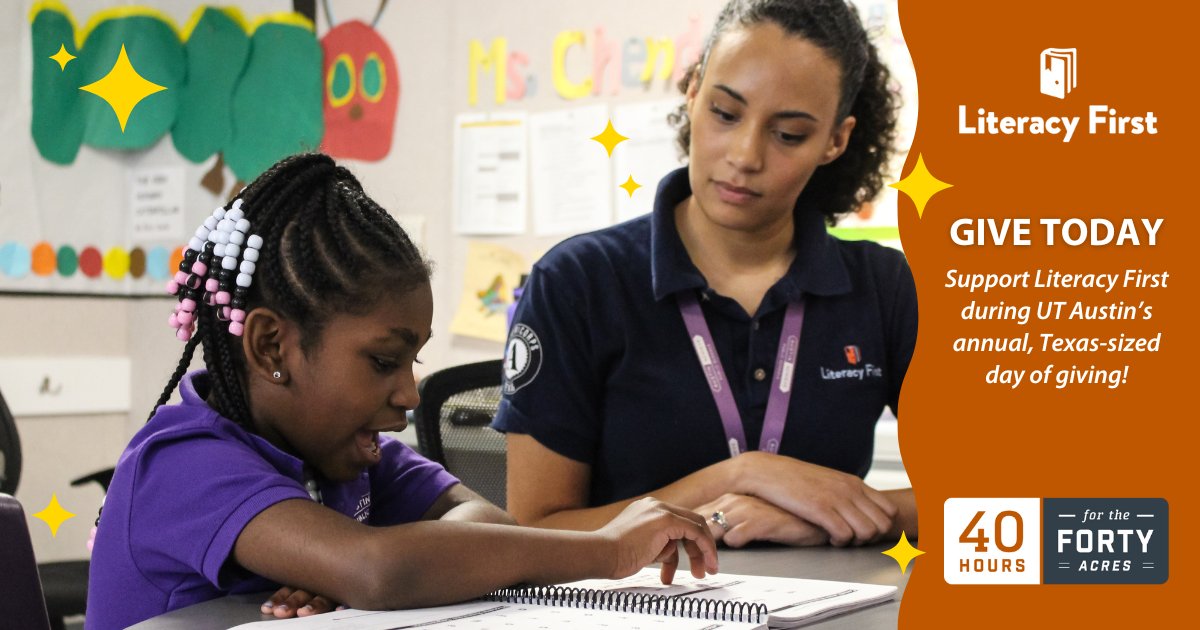 #UT40for40 has officially begun! Support Literacy First’s proven, bilingual early literacy tutoring program by giving today. Your gift makes an immediate difference for Literacy First students and tutors that change the world. Donate here: ow.ly/2pSC50RbN8j