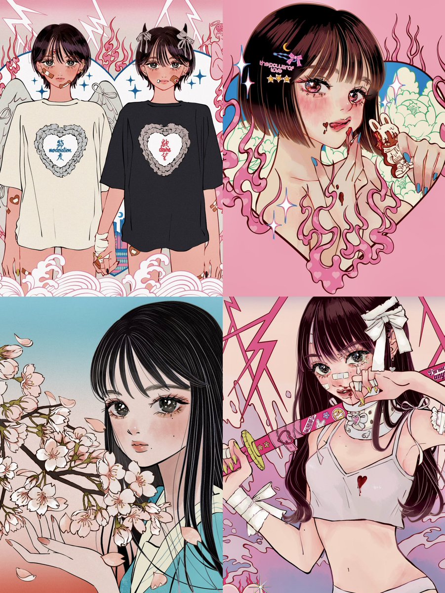 Hi #PortfolioDay 
Mixing “Shōjo manga” and “Japanese culture” in art. 🌸✨

 #PortfolioDay2024