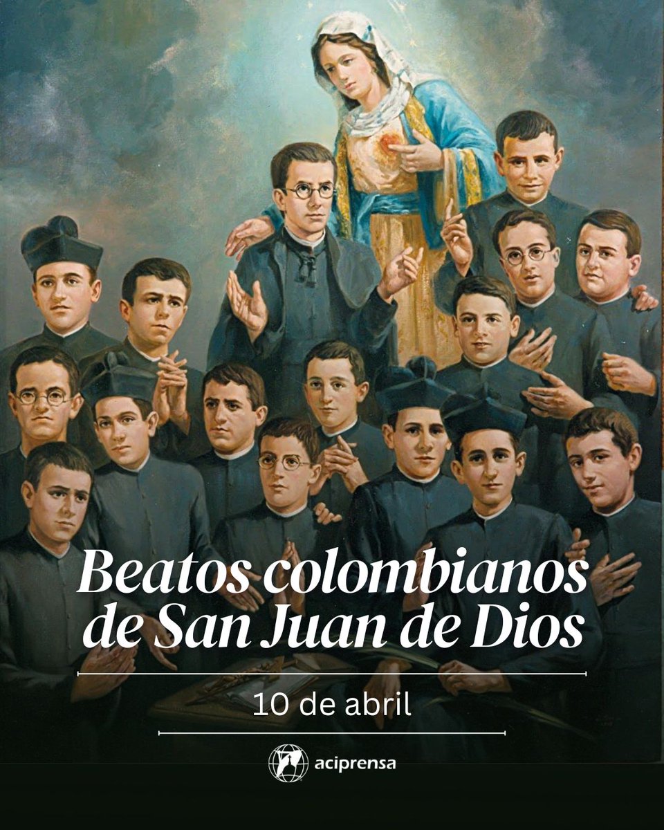 aciprensa's tweet photo. Cada 10 de abril, se recuerda a los siete jóvenes colombianos de la Comunidad de San Juan de Dios que fueron asesinados en España por los comunistas y anarquistas en los días de la guerra civil española (1936-1939), tras el ‘levantamiento’ del General Francisco Franco (julio de 1936).

Sus nombres eran Juan Bautista Velásquez, Esteban Maya, Melquiades Ramírez de Sonsón, Eugenio Ramírez, Rubén de Jesús López, Arturo Ayala y Gaspar Páez Perdomo de Tello. Ellos se encontraban estudiando y trabajando en territorio español cuando el conflicto estalló. Habitualmente los religiosos se dedicaban a asistir a personas con enfermedades mentales o en estado de abandono.

Desde 1934, España padecía una fuerte convulsión política, que incluyó una campaña de hostigamiento contra los católicos. Comunistas, masones y grupos radicales de izquierda se habían convertido en los crueles perseguidores de quienes deseaban vivir libremente su fe cristiana. En pocos meses fueron destruidos más de mil templos católicos en todo el territorio nacional, mientras otros dos mil sufrieron serios daños. Desde 1936 hasta 1939, los comunistas españoles asesinaron a 4,100 sacerdotes; 2,300 religiosos; 283 religiosas y miles de laicos.

Entre las cuantiosas víctimas estuvieron estos siete jóvenes de la Orden Hospitalaria de San Juan de Dios, llegados a España para perfeccionar sus estudios de enfermería y trabajar con los pacientes internos en el centro médico de Ciempozuelos, cerca de Madrid.

Más información:
👉 https://t.co/RgQ6AMtZBh