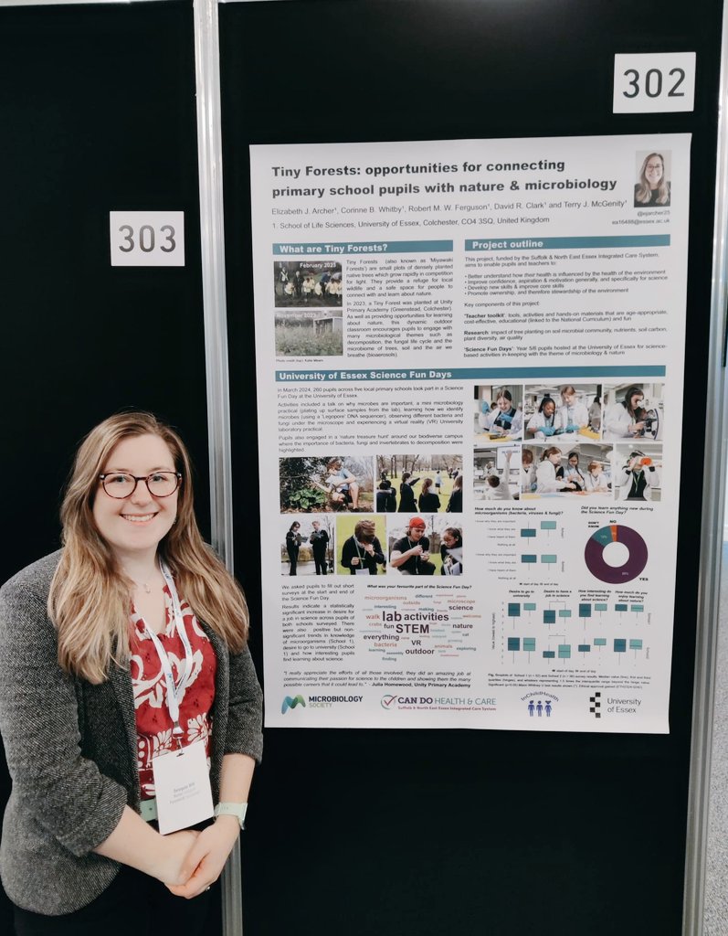 At #Microbio24 🦠 & interested in how #TinyForests 🌲 provide opportunities for connecting school pupils 🏫 with #nature & #microbiology 🧫? Pop by poster 302 to say hello 👋 or catch my flash talk 🗣 in the Education & Outreach Symposium at 17:10 @EssexLifeSci @MicrobioSoc