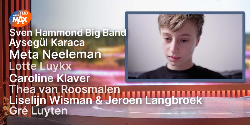 Vandaag in #TijdvoorMAX: 📈 Meta Neeleman vertelt over explosief stijgend aantal mensen met oogaandoeningen. 👀 Aysegül Karaca heeft vanaf haar geboorte de oogziekte nystagmus. 🎶 Sven Hammond Big Band brengt een ode aan Ray Charles. 📺 Vanmiddag om 17.10 uur op NPO 1.