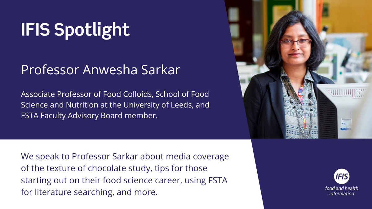 Excited to announce that @Sarkar_Lab of @UniversityLeeds, a valued member of our Faculty Advisory Board, has received the esteemed IFT Research and Development Award. Read her spotlight interview here: hubs.li/Q02snfRw0. Congratulations, Professor Sarkar! 🎉