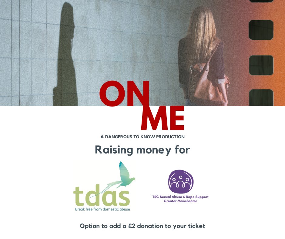 To support local organisations committed to tackling Gender-Based Violence, On Me at @WatersideArts is raising money for @tweet_tdas & @TraffordRC There is an option to add a £2 donation to your ticket which will be split between the two ❤️ 2 May 📅 watersidearts.org/whats-on/3381-…