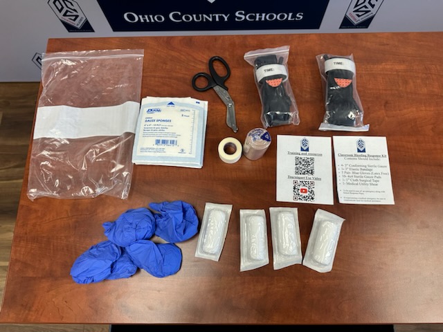 Happy to see #schoolleaders implement 'Stop the Bleed' recommendations from a #schoolsecurity assessment. #Parents and #students may think #schoolshootings, but these kits can be helpful for non-shooting #schoolsafety incidents more likely to occur. zurl.co/06CB