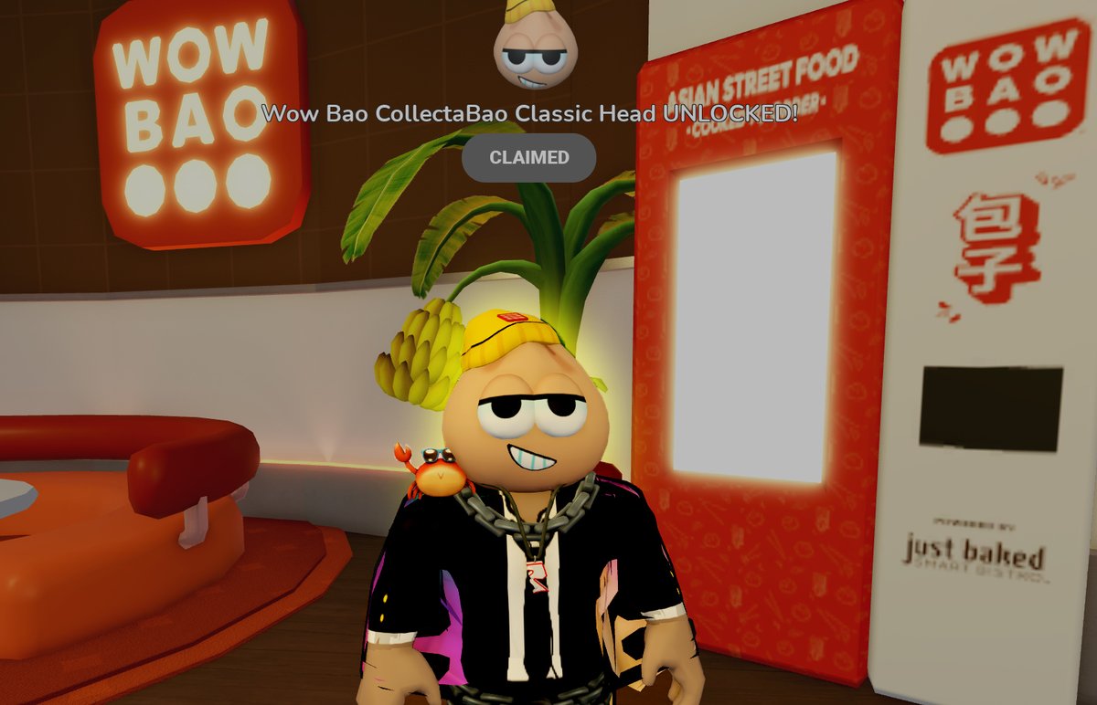 WowBao's tweet photo. Don’t miss out on your FREE @Roblox Wow Bao CollectaBao Classic Head, FREE box of Wow Bao, and a chance to win Wow Bao for a year. Claim your Wow Bao UGC Item and IRL Perks by visiting https://t.co/YTaEu8UaBV and follow the instructions. After completing, return to @Roblox Wow Bao’s Dim Sum Palace.

#wowbao #bao #yearofthebao #roblox #RobloxUGC #RobloxFreeUGC