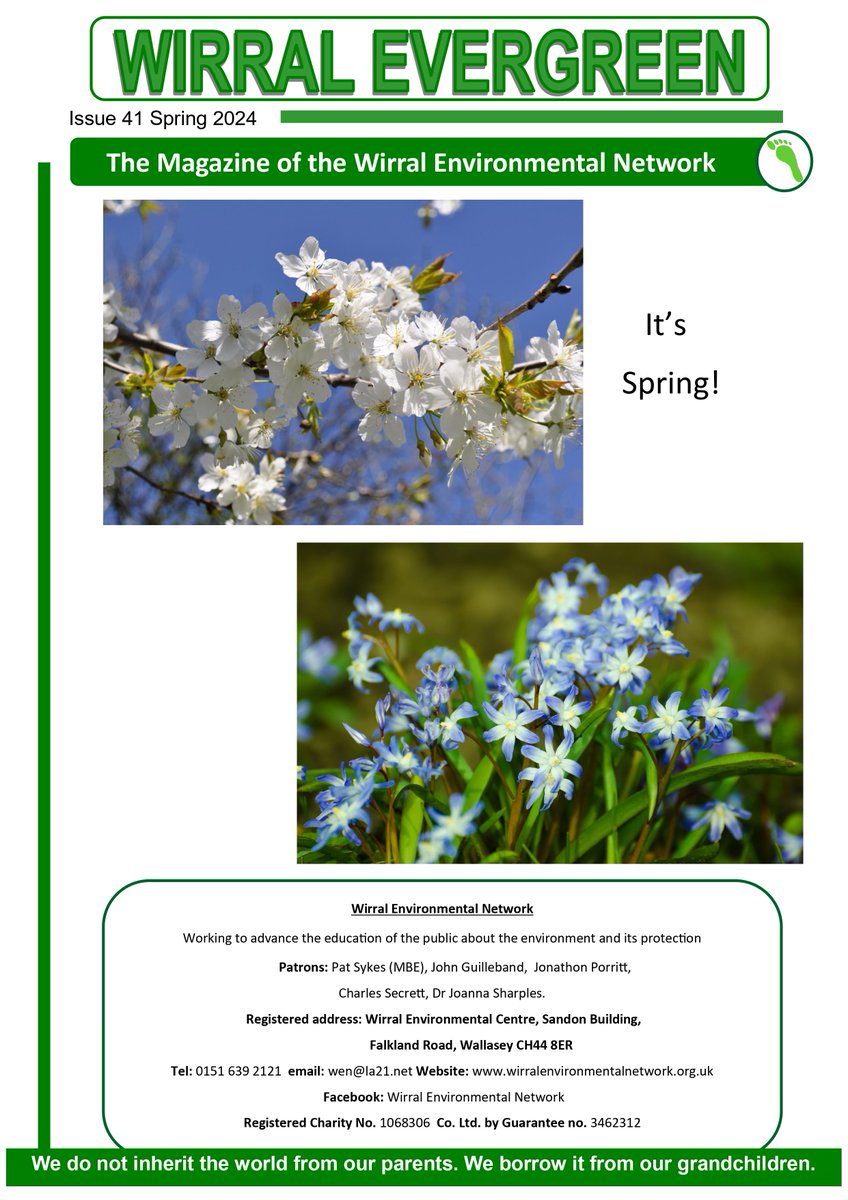 The Spring 2024 issue of Evergreen is now available for reading on our website: wirralenvironmentalnetwork.org.uk/what-we-do/new… Evergreen is an e-magazine from WEN, containing news and longer articles from WEN and other Wirral groups. WEN members are invited to send contributions to the magazine.