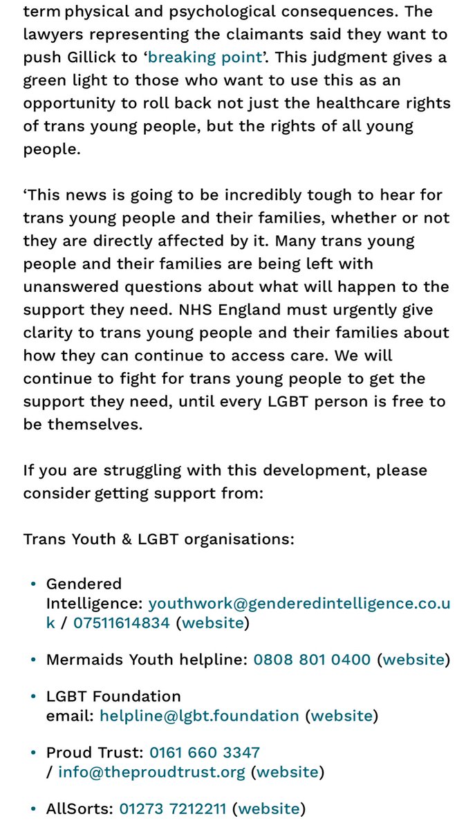 Former Stonewall CEO @Nancy_M_K pushed the “trans toddler” & puperty blockers narrative for years…. As #cassreview is published - not a fucking peep out of her… 2020: “Hormone blockers play a vital role in helping to alleviate the distress many trans young people experience”
