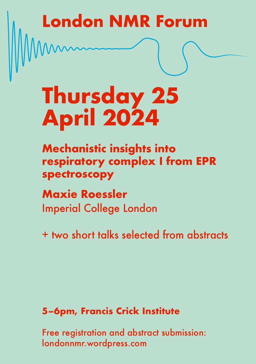 The next London NMR Forum will be Thu 25 Apr, 5-6pm at the Crick, featuring Maxie Roessler @RoesslerGroup plus two short talks from submitted abstracts. Please register at londonnmr.wordpress.com. Abstract submission open until Tue 16 Apr. #nmrchat #londonnmr