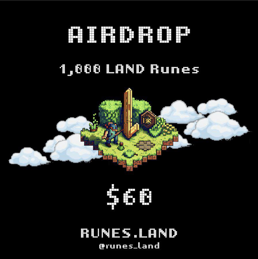 New Airdrop: RunesLand Reward: 1,000 LAND ($60 IDO Price) Distribution: June 30th 🔗 Airdrop Link: t.me/AirdropNinja36… #airdrop #crypto #bitcoin #cryptocurrency #airdropninjapro #binance #blockchain