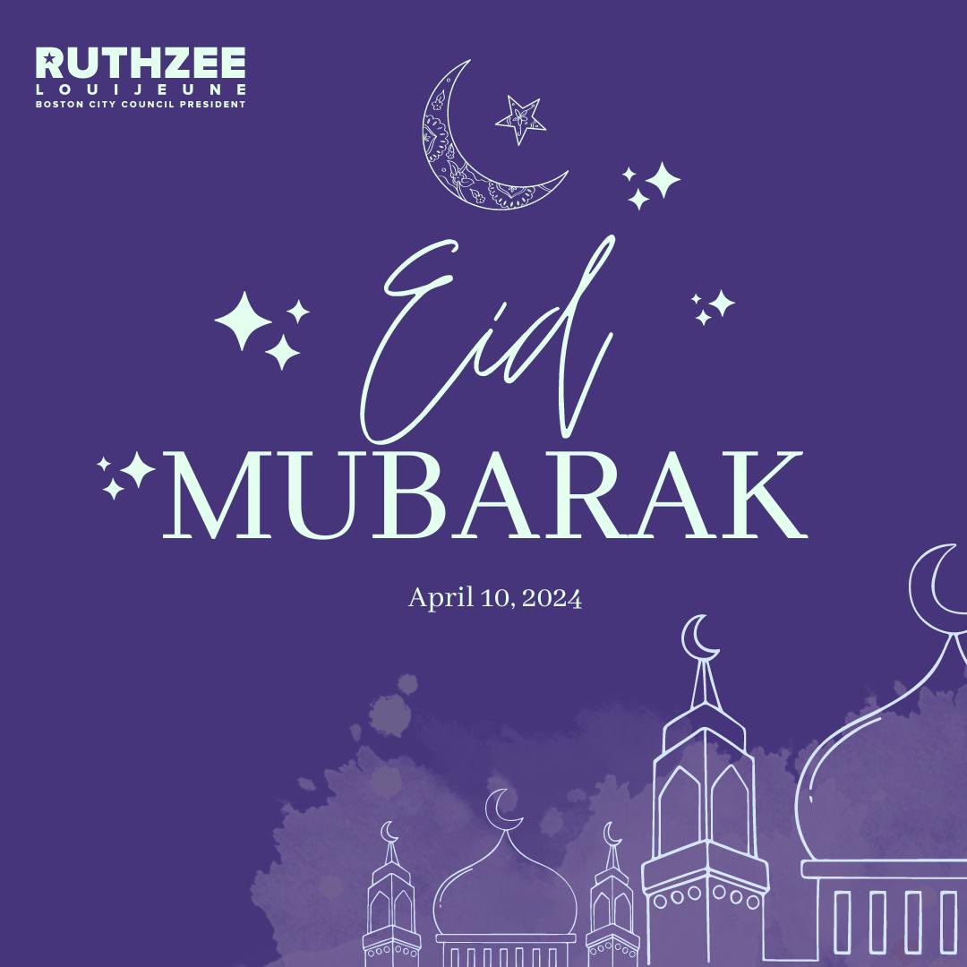 Eid Mubarak, Boston! Wishing you all the joys of this special day as you celebrate the culmination of a month filled with fasting, prayer, community, and reflection during Ramadan. 🌙✨