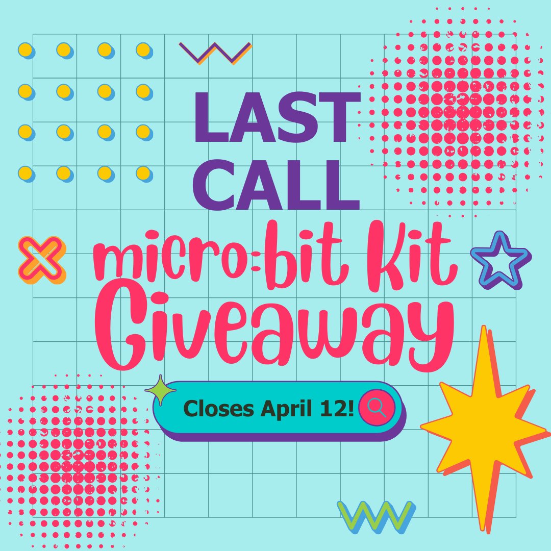 BooleanGirlProj's tweet photo. 🚨🌟Teachers! Last call for our micro:bit Kit Giveaway! 🌟🍎
We are donating 22 kits each to 10 schools. Want kits for your class? Learn more &amp; enter for a chance to win here: https://t.co/PFuoGi1S6F

Giveaway closes at 11:59PM (EDT) on 4.12.2024. https://t.co/3hvYDKtly6