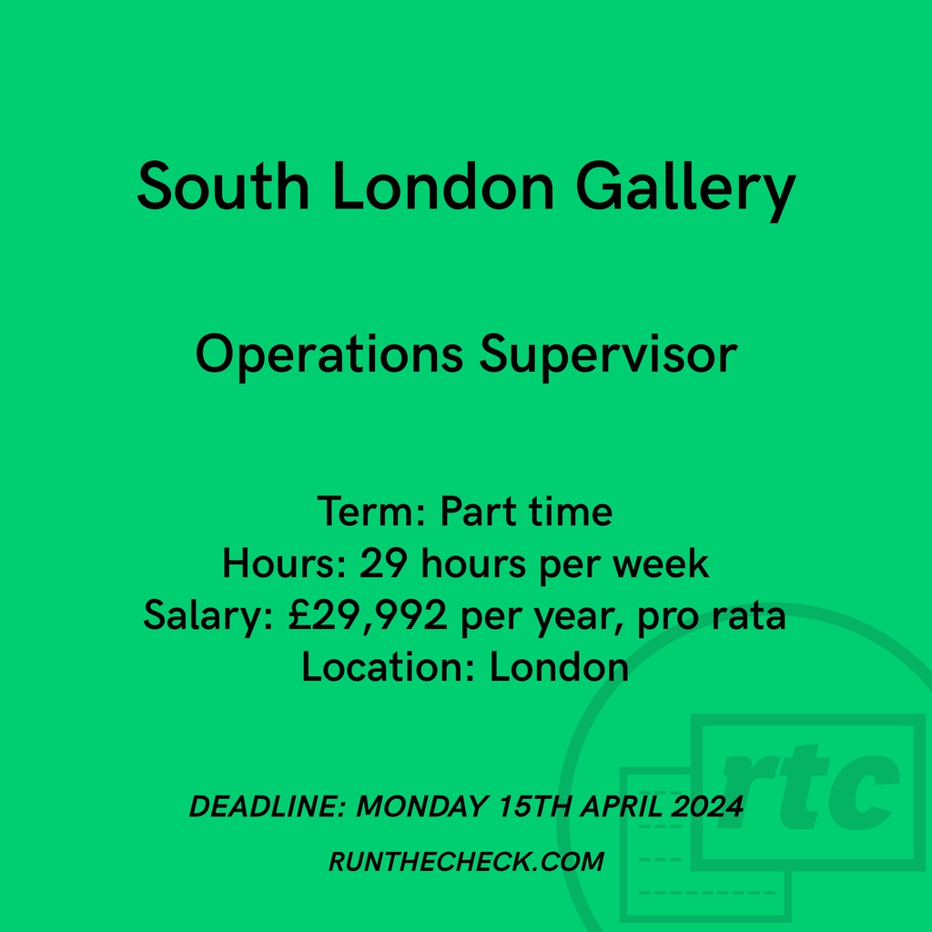 @SLG_artupdates, Operations Supervisor 🌳 Apply ↓ runthecheck.com/south-london-g…