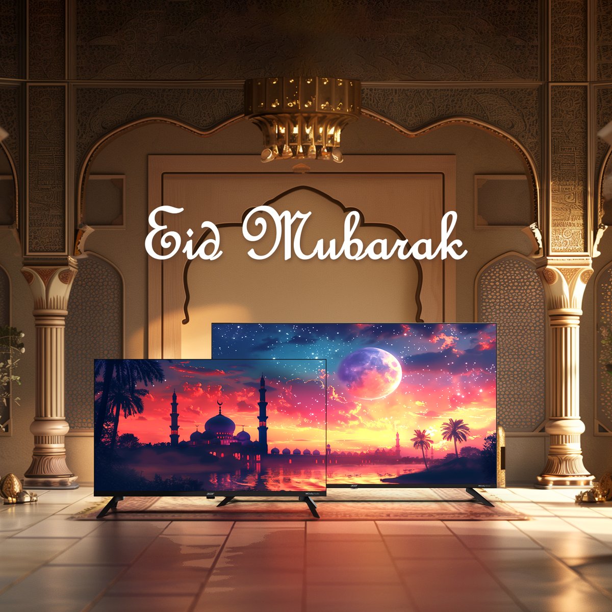 Eid Mubarak from Acer Televisions!

#AcerTelevisions #FestiveGreetings #Eid #EidMubarak #GoogleTV #AcerTV #TV #HDR10 #FramelessDesign #DolbyVision #DolbyAtmos #16GBstorage #Televisions #EidMubarak2024
