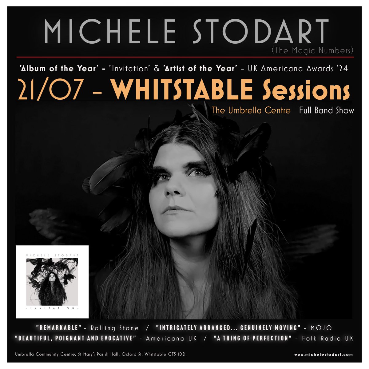 Wow 😱 my #Whitstable show on 21st July is almost sold out… just 7 tickets left so this is your last chance to get them! 
Will be a very special full band show… in a very special place! 🌊☀️🎶💕

🎟️ Tickets - whitstablesessions.co.uk/session/michel…